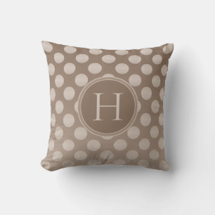 Mocha Polka Dots Gradient Custom Monogram Cushion