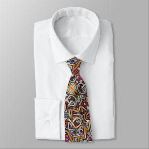 Mocha Red Gray Geometric Neck Tie