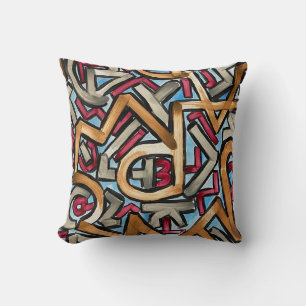 Mocha Red Grey Geometric Cushion
