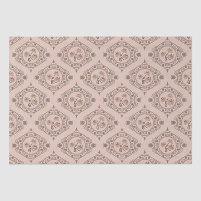 Mocha Rococo Revival Lotus Mandala Mid Mod Ogee Tissue Paper (Front)