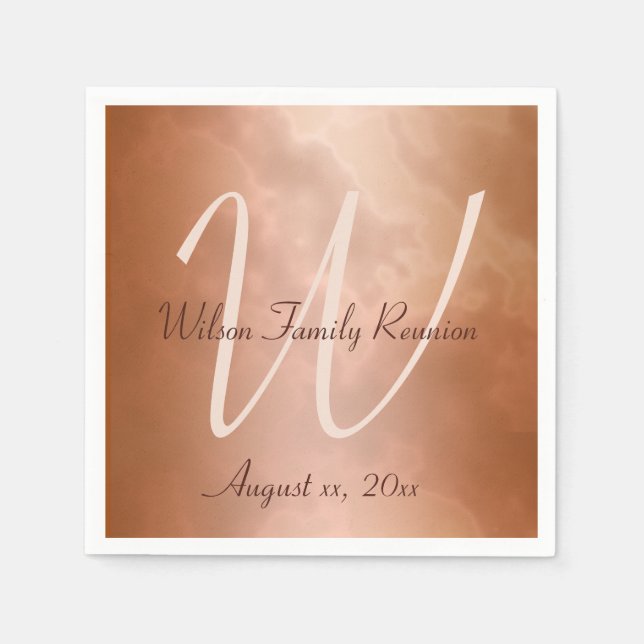 Mocha Rose Marble Personalised Napkin (Front)