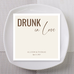 Mocha Script Drunk in Love Custom Names Napkin