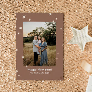 Mocha Simple Shiny Stars One Photo Happy New Year