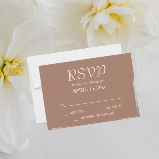 Mocha Simple Style Wedding RSVP Card (In Situ Wedding)