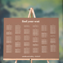Mocha Simple Wedding Seating Chart Alphabetical