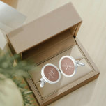 Mocha Solid Colour Stylised Monogram Cufflinks<br><div class="desc">A pair of sterling silver plated, round cufflinks for the fashionable man to match his outfit that feature a trendy, mocha brown colour along with his name printed in white, upper case letters and superimposed with white, stylised initials. Personalise your cufflinks by editing and replacing name and initials as desired....</div>