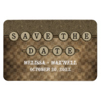 Mocha Steampunk Keys Save the Date Flexi Magnet