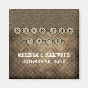 Mocha Steampunk Keys Save the Date Magnet