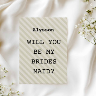 Mocha Stripe “Will You Be My Bridesmaid?” Proposal Invitation