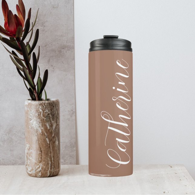 Mocha Stylised Wedding Bridesmaid Thermal Tumbler (In Situ)