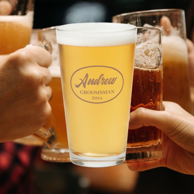 Mocha Stylised Wedding Groomsman Glass (In Situ)