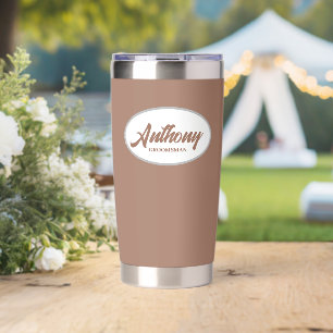 Mocha Stylised Wedding Groomsman Insulated Tumbler
