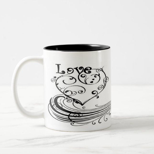 Mocha Swirls of Looove Two-Tone Coffee Mug (Left)