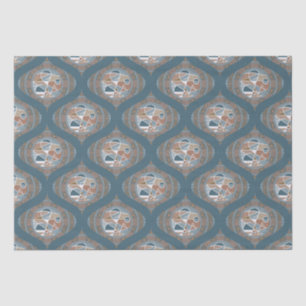 Mocha & Teal Abstract Accent Mandala Retro Ogee Tissue Paper