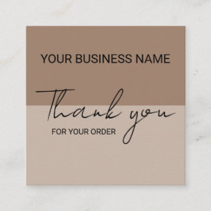 Mocha Thank You Square Business Card