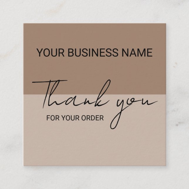 Mocha Thank You  Square Business Card (Front)