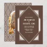 Mocha Truffle & Cream Silk Art Deco Wedding Photo