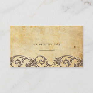 Mocha Vintage Damask Swirl Wedding Placecards