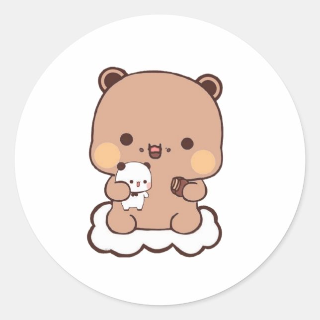 Mochi Brownie Bear And Ba Classic Round Sticker (Front)