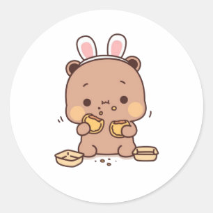Mochi Brownie Bear And Baby Panda Classic Round Sticker