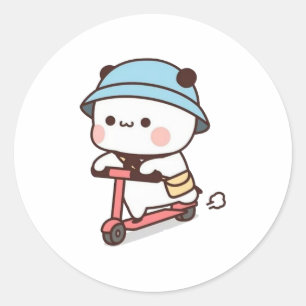 Mochi Brownie Bear Bike Riding Classic Round Sticker