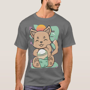 Mochi Drink Dingo Kawaii Cute Warabi Milk Tea Kanj T-Shirt