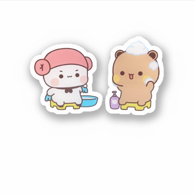 Mochi Panda And Brownie Bear Enjoying The Bath (Front)