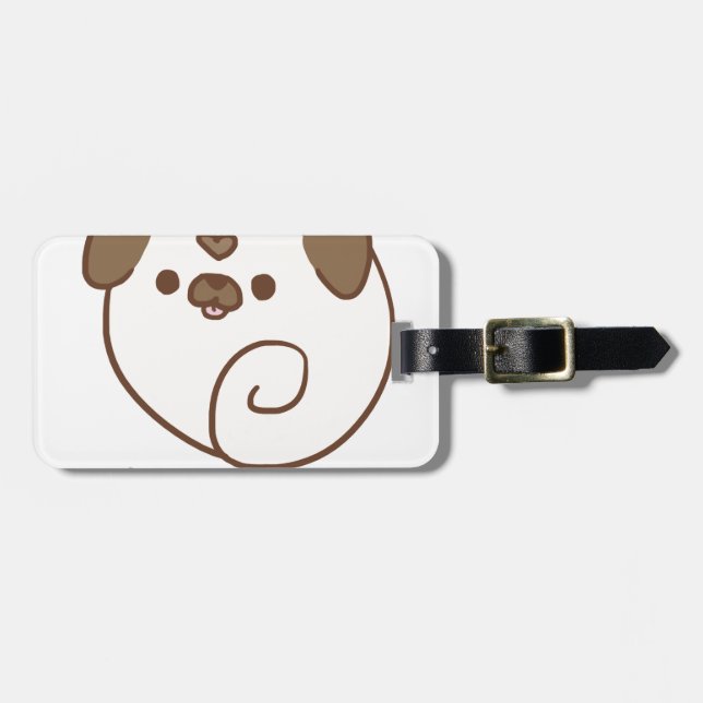 Mochi the Pug Luggage Tag (Front Horizontal)