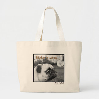 Mochi the Pug Make a Wish Large Tote Bag