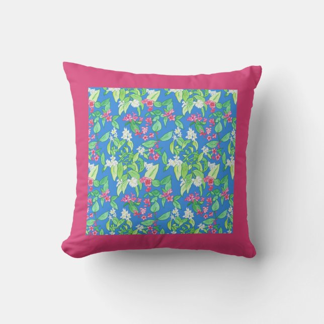 Mock Orange and Weigelia Pillow or Cushion (Front)
