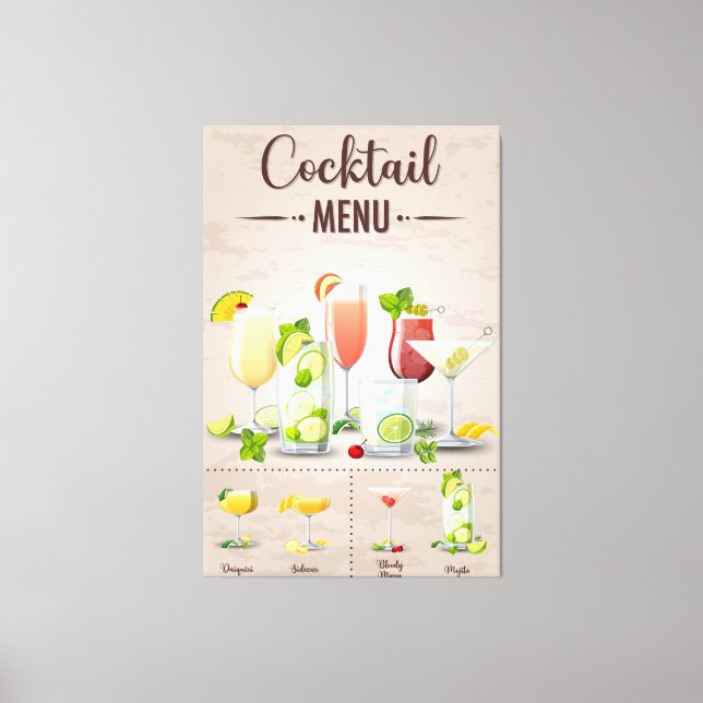 Mock tail menu canvas print (Front)