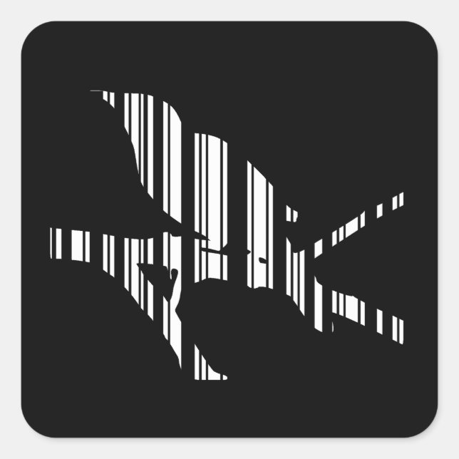 MOCKINGBIRD BAR CODE Bird Barcode Pattern Design Square Sticker (Front)