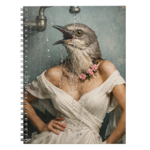 Mockingbird in the Shower Surreal Collage Notebook