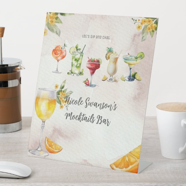 Mocktail Bar Party Pedestal Sign (In SItu)