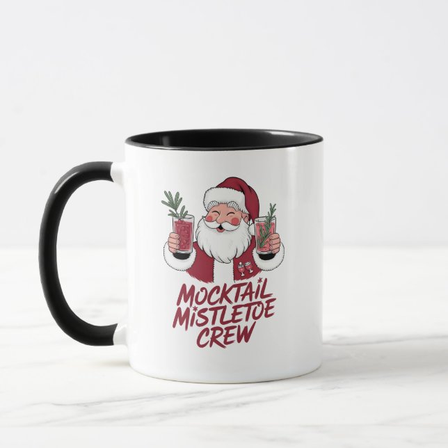 Mocktail Mistletoe Sober Santa Crew  Mug (Left)
