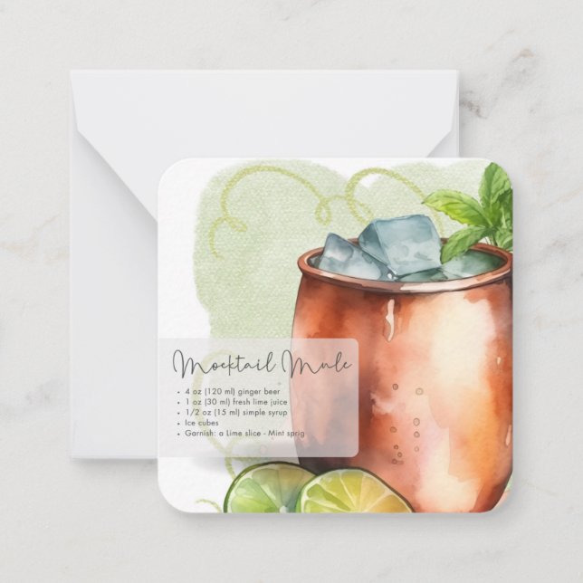 Mocktail Moscow Mule & Virgin Mojito Party Favour  Card (Front)
