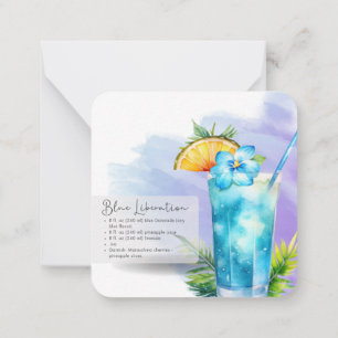 Mocktail Recipe Virgin Blue Lagoon Party Favour  Card