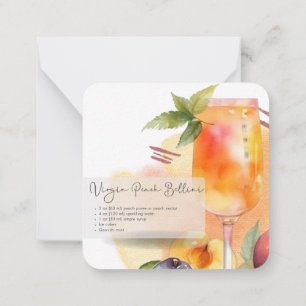 Mocktail Recipe Virgin Peach Bellini Party Favour Card