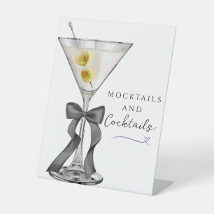 Mocktails & Cocktails Dirty Martini Bridal Shower Pedestal Sign