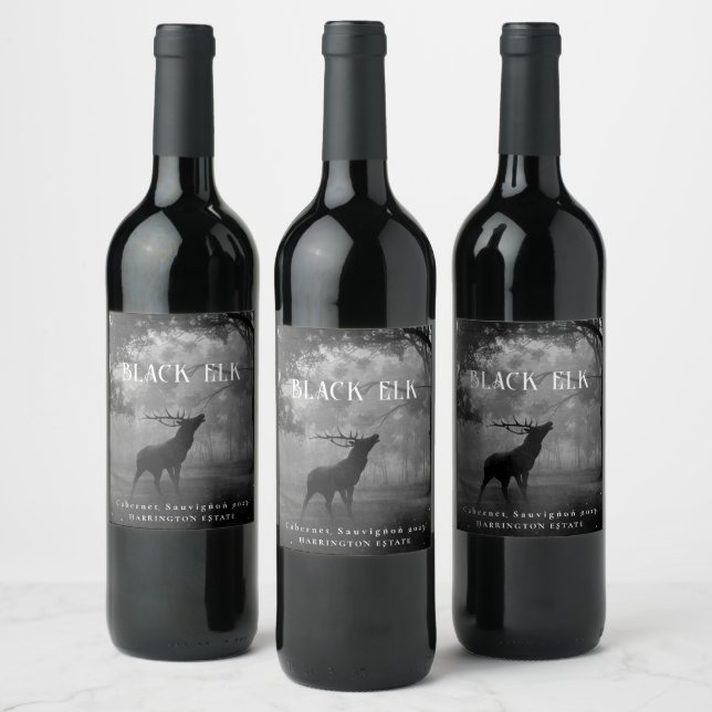 Mockup Black Elk Forest Custom Wine Labels (Bottles)