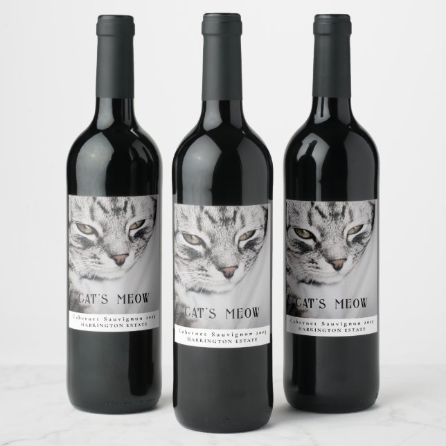 Mockup Cat's Meow Custom Wine Labels (Bottles)