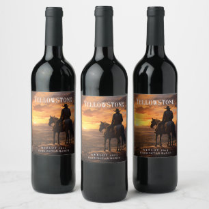 Mockup Cowboy, Horse, Sunset Custom Wine Labels