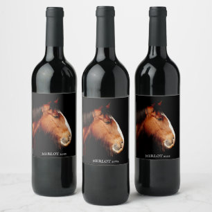 Mockup Elegant Rust Horse Custom Wine Label