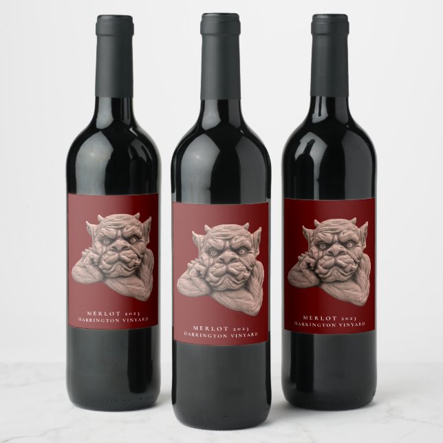 Mockup Gothic Sculpture Custom Wine Labels (Bottles)