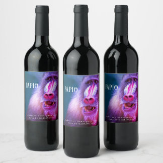 Mockup Papio (Baboon) Custom Metallic Wine Labels