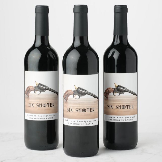Mockup Six Shooter Custom Wine Labels (Bottles)