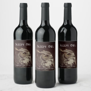 Mockup Sleepy Owl Custom Wine Labels