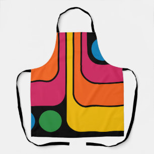 Mod 1970s Retro Style Geometric Design Apron