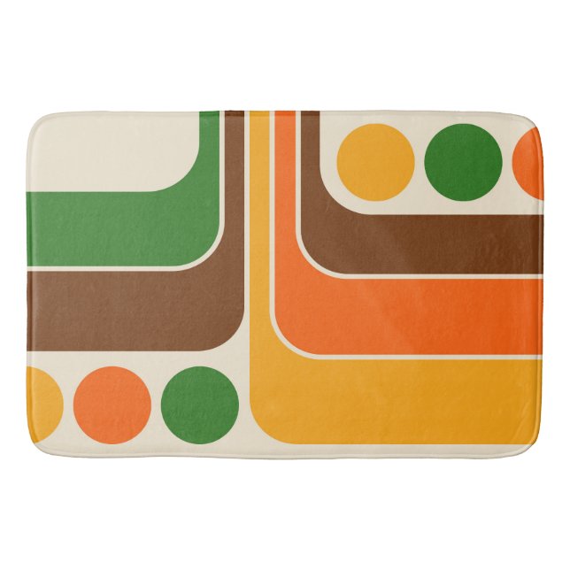 Mod 1970s Retro Style Geometric Design Bath Mat (Front)