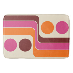 Mod 1970s Retro Style Geometric Design Bath Mat